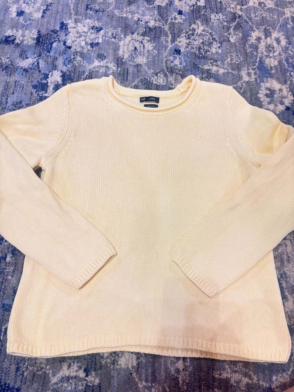 Gap 100% Cotton Ribbed Knit Crewneck Pullover Sweater Yellow Large